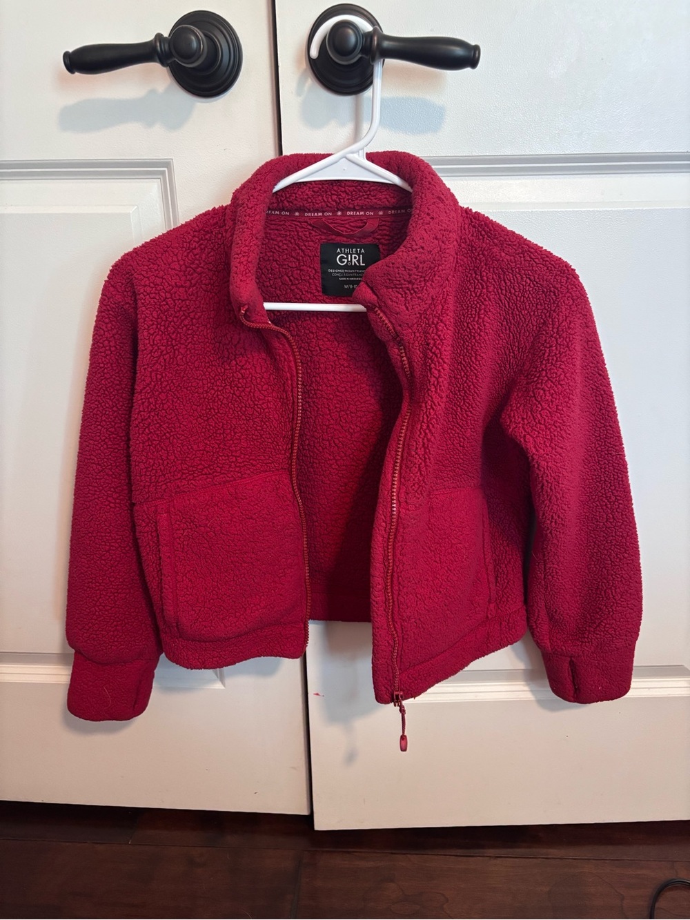 Athleta Girls Deep Red Sherpa Zip Jacket